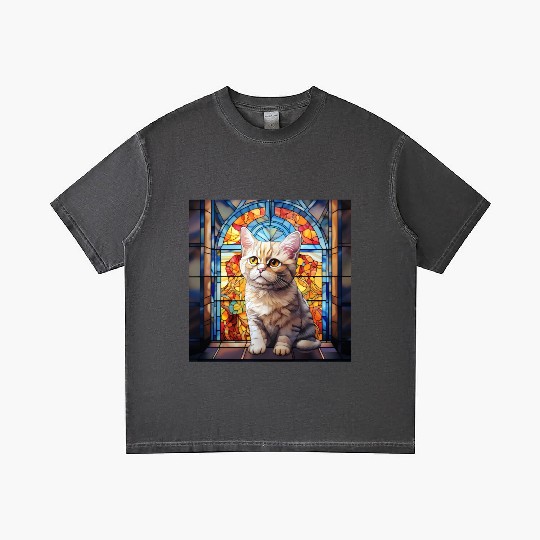 British Shorthair kitten in stained glass Gradient T Shirts