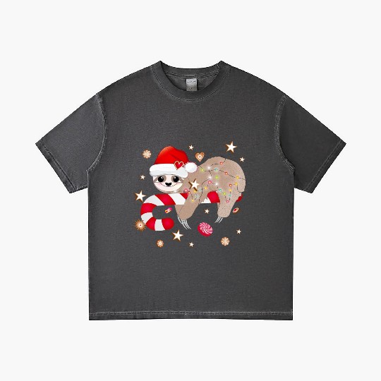 funny sloth with candy cane for Christmas Gradient T Shirts