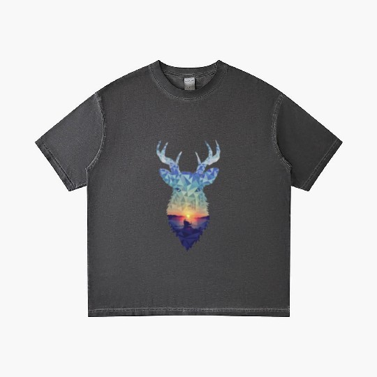 Polygon Wilderness: Majestic Deer Gradient T Shirts