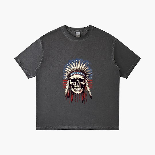 Skull Indian Chief Native American USA Gradient T Shirts