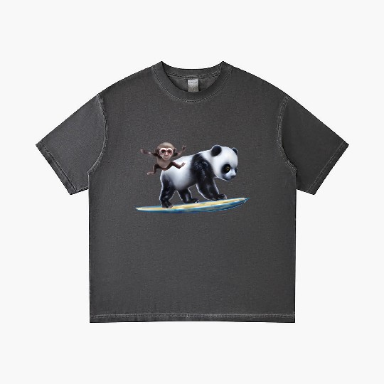 Surfing Panda And Monkey Gradient T Shirts