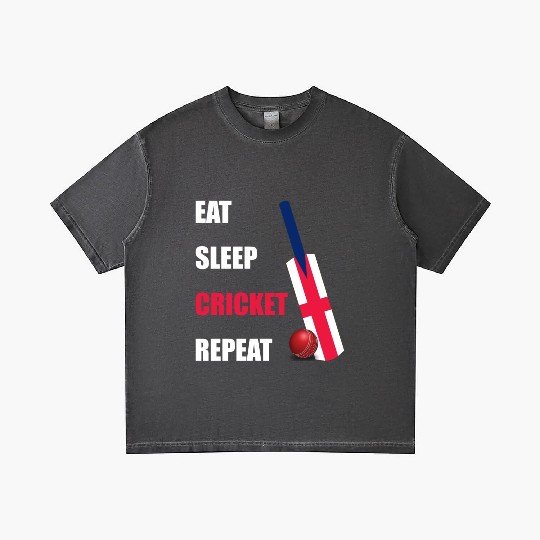 Eat Sleep Cricket Repeat England Flag Cricket Bat Gradient T Shirts