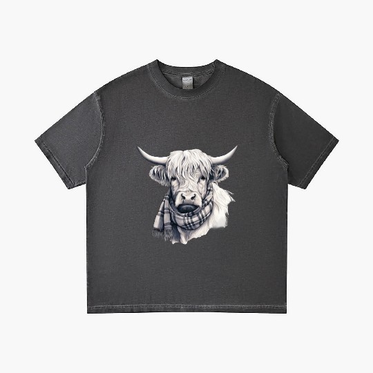 Adorable Highland Cow Wearing a Scarf Gradient T Shirts