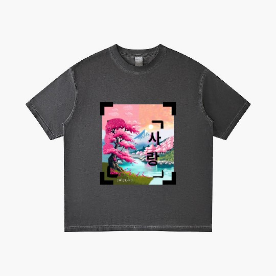 Japan Landscape With Cherry BlossomTree (Vintage) Gradient T Shirts