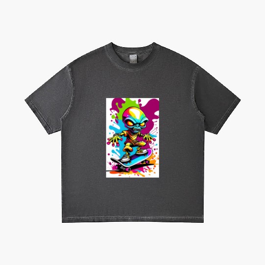 Alien on skateboard colorful illustration Gradient T Shirts