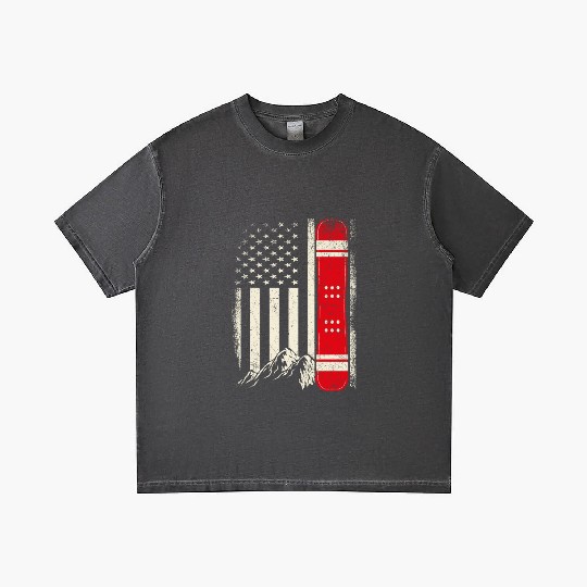 Snowboarding 4th of July Distressed USA Flag Gradient T Shirts