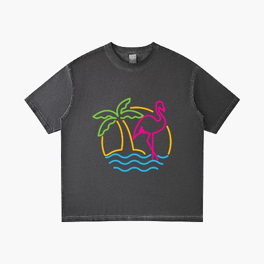 80s Vintage Miami Retro Neon Pink Flamingo Gradient T Shirts