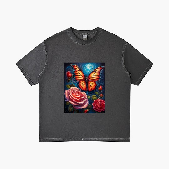 Emerald Monarch: A Delicate Embrace of Nature Gradient T Shirts