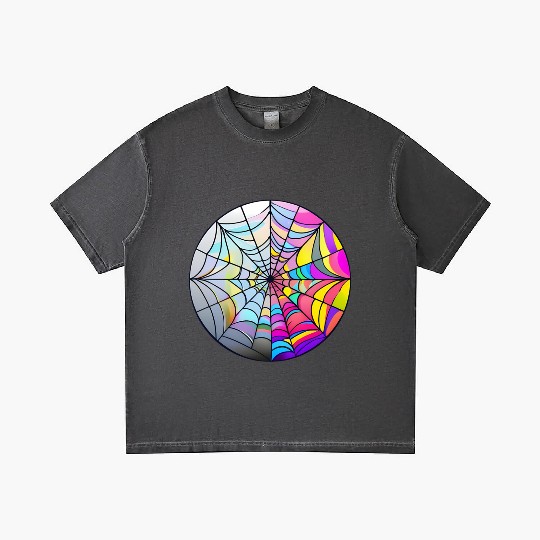 colorful spider web stained glass Gradient T Shirts