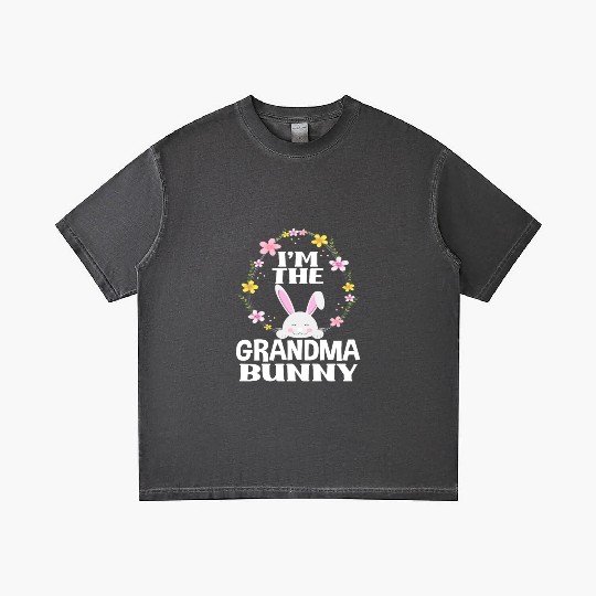 I Am Grandma Easter Bunny Flower Wreath Easter Gradient T Shirts