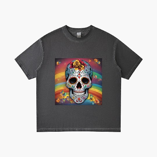 A Sugar Skull pastel colors & Rainbow Gradient T Shirts