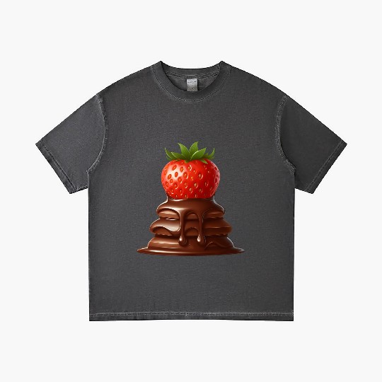 Quirky Chocolate Strawberry Fusion Design Gradient T Shirts