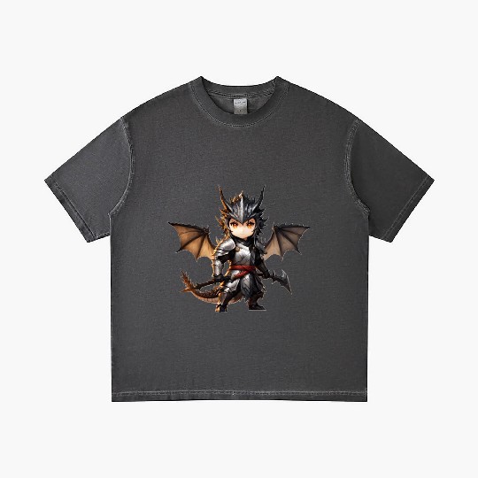 Chibi dragonwarrior Front Pose in Full armor Gradient T Shirts