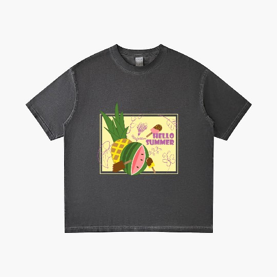 Hello summer fruit ice cream flowers & butterfly Gradient T Shirts