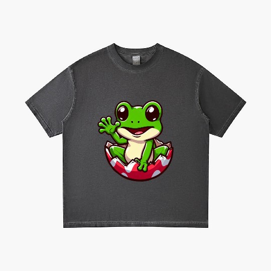 Colorful Easter Egg with Hatching Frog Design Gradient T Shirts