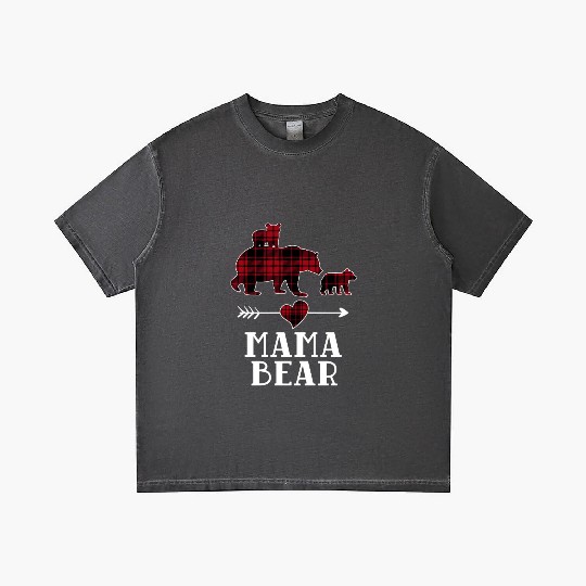 Mama Bear 2 Cubs Gradient T Shirts Christmas Mama Bear Plaid