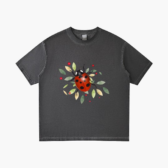 red glowing ladybug with green leaves Gradient T Shirts