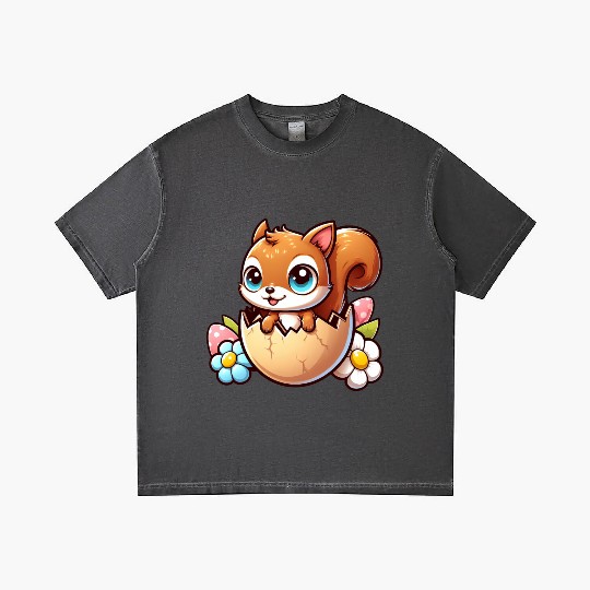 Cute Squirrel with Easter Egg Comic Design Gradient T Shirts