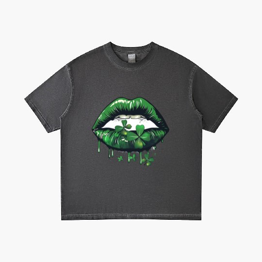 St Patrick Irish Green Lips Gradient T Shirts