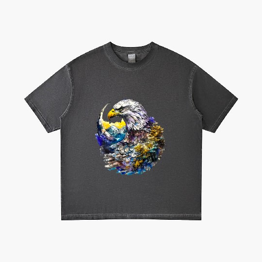 Wilderness Watercolor Forest Moon Eagle Gradient T Shirts