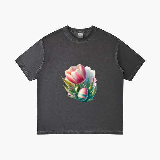 Spring Colorful Tulip With Easter Egg Gradient T Shirts