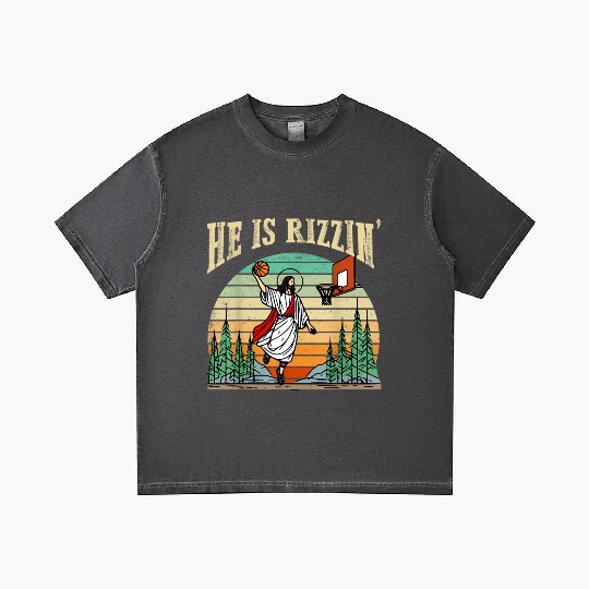 He Is Rizzin Funny Basketball Easter Christian Gradient T Shirts