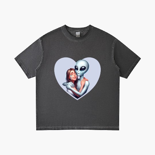 Heartwarming Embrace: Human and Alien Gradient T Shirts