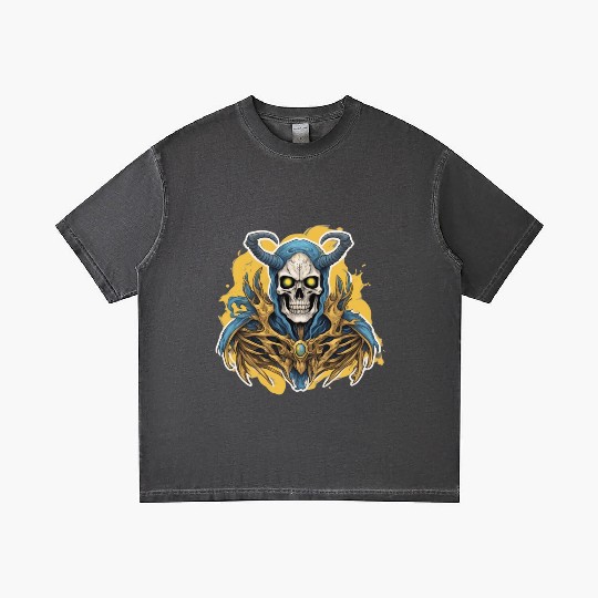 Celestial Crown: Horned Skull Gradient T Shirts