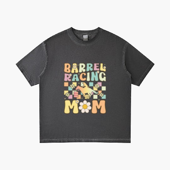 Barrel Racing Mom Groovy Female Barrel Racer Rodeo Gradient T Shirts
