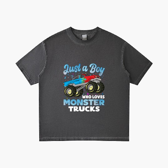 Just A Boy Who Loves Monster Trucks Toddler Kids Gradient T Shirts