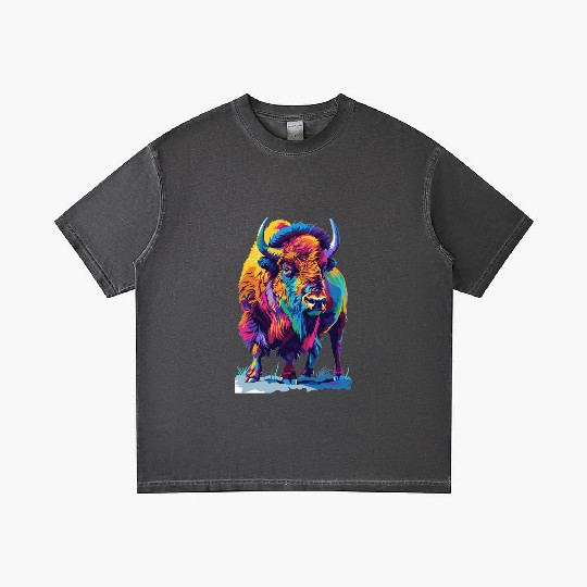 Colorful Bison Abstract Animal Art Wildlife Gradient T Shirts