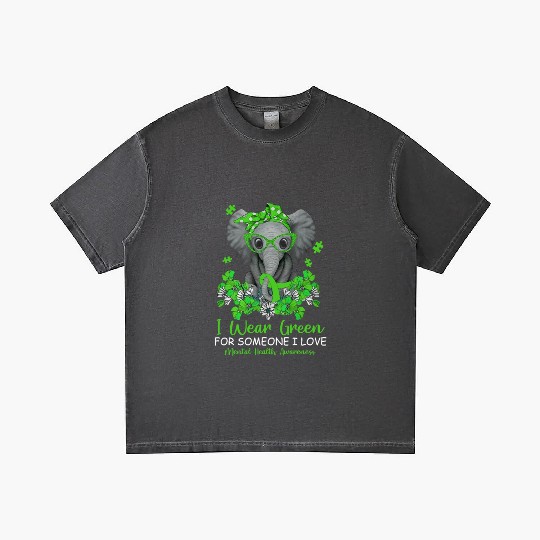 I Wear Green Cute Elephant Mental Health Awareness Gradient T Shirts