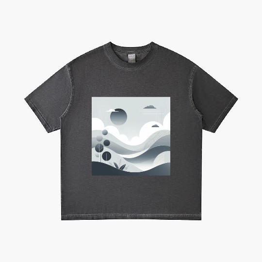 "Tranquil Monochrome Horizon" Gradient T Shirts
