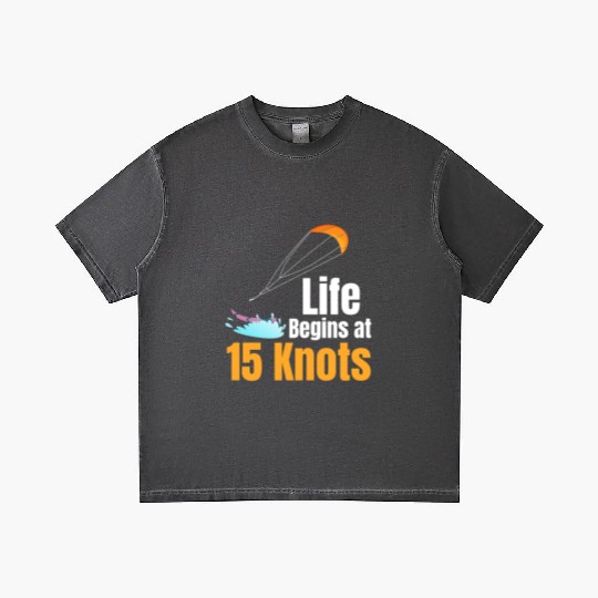 Life Begins At 15 Knots Funny Kitesurfing Gradient T Shirts