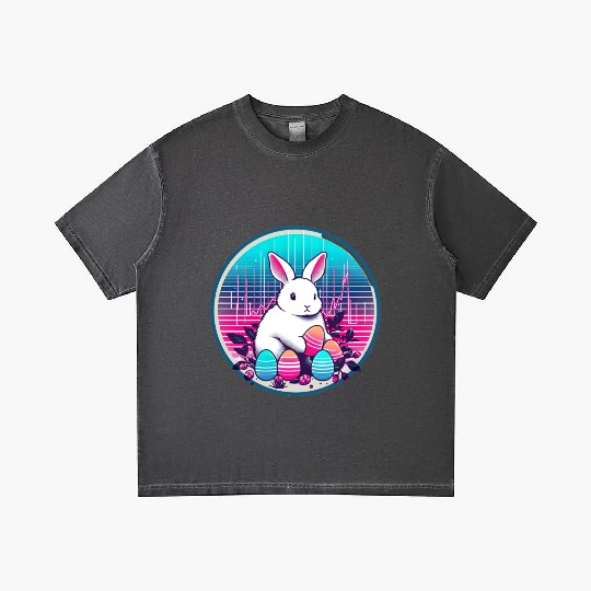 White Easter Bunny with Eggs Gradient T Shirts