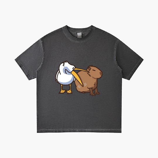Pelican Tries to Eat Capybara Funny Meme Gradient T Shirts