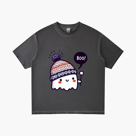 Ghostly Surprise with Knitted Hat Gradient T Shirts