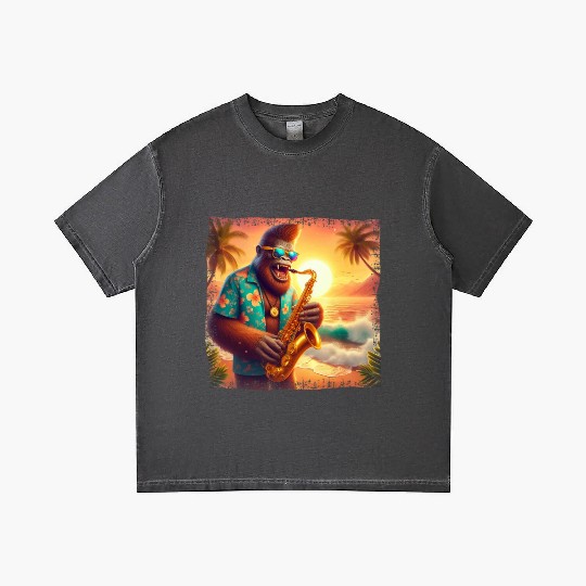 Bigfoot Saxophone Vacation Sunset Gradient T Shirts