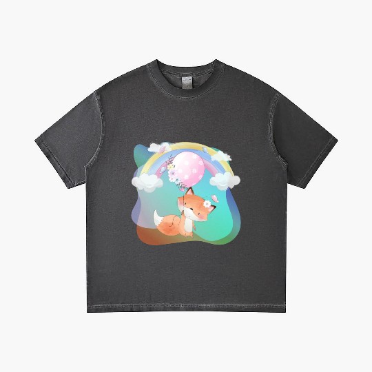 Smile Fox Flying in Sky Using Balloon Butterfly Gradient T Shirts