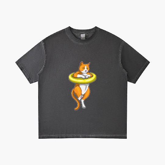 Cat Swimming Swim ring Gradient T Shirts