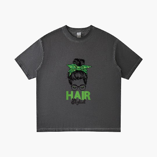 Hairstylist St Patrick's Day Shamrock Messy Bun Gradient T Shirts