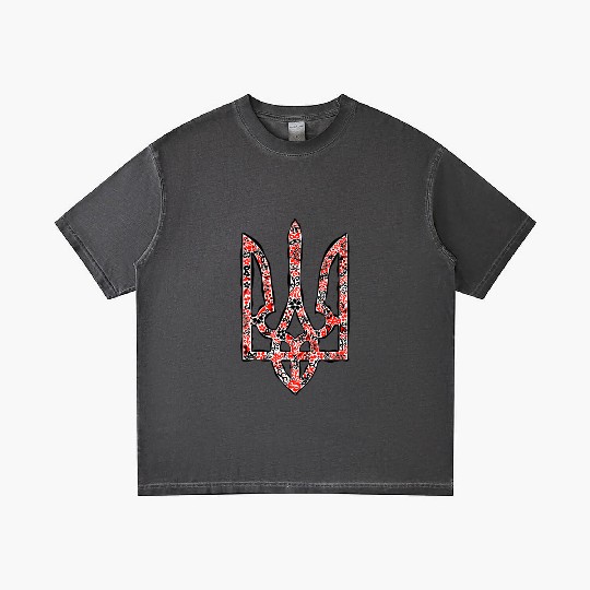 Ukraine trident Tryzub in red and black colors Gradient T Shirts