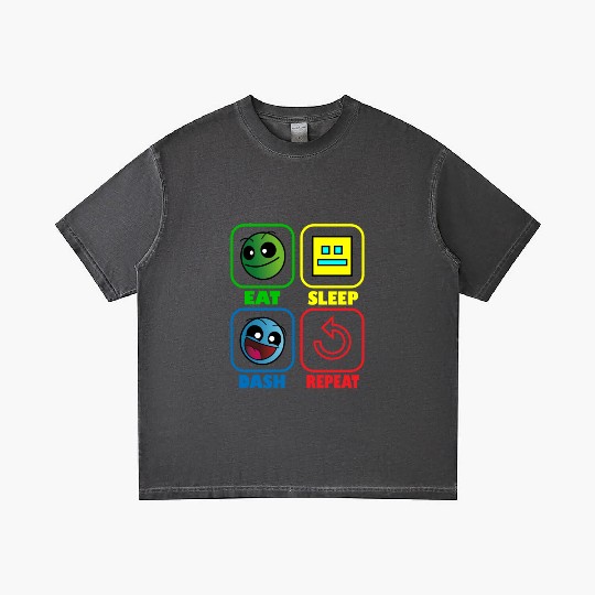 Eat Sleep Dash Repeat Video Game Geometry Video Gradient T Shirts