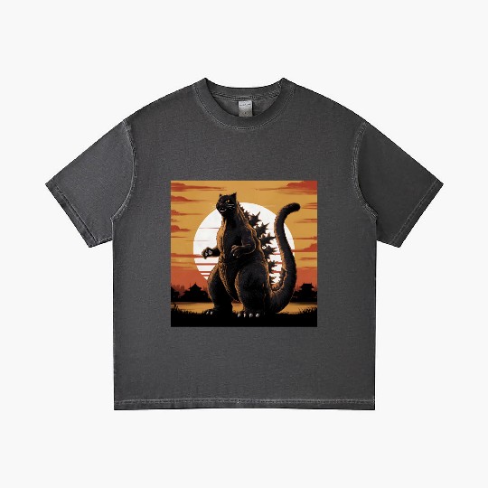 Catzilla Cat Japanese Art Funny Cat Gifts Gradient T Shirts