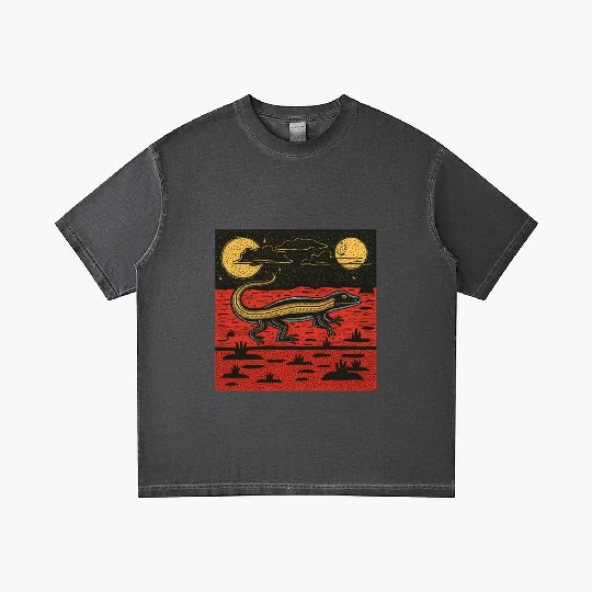 Giant Lizard Running Across The Australian Outback Gradient T Shirts