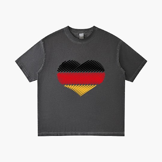 Heart - Black Red Gold (Germany / Flag / Scribble) Gradient T Shirts