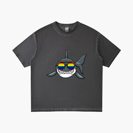 SMILING LGBTQ SHARK WITH RAINBOW GLASSES Gradient T Shirts