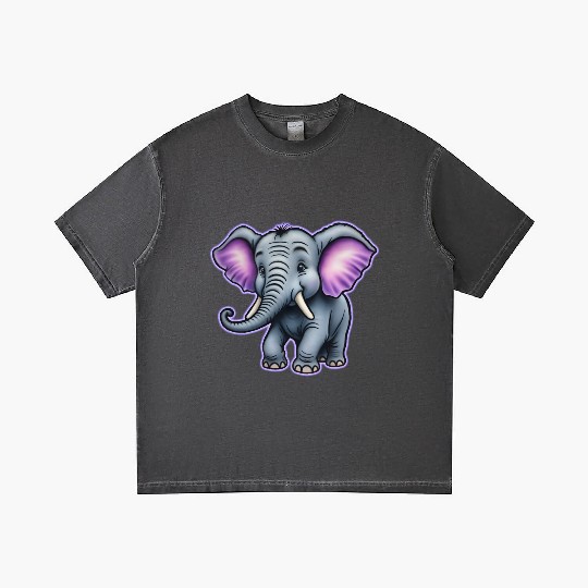 AI Airbrushed Purple & Gray Elephant Cartoon Gradient T Shirts