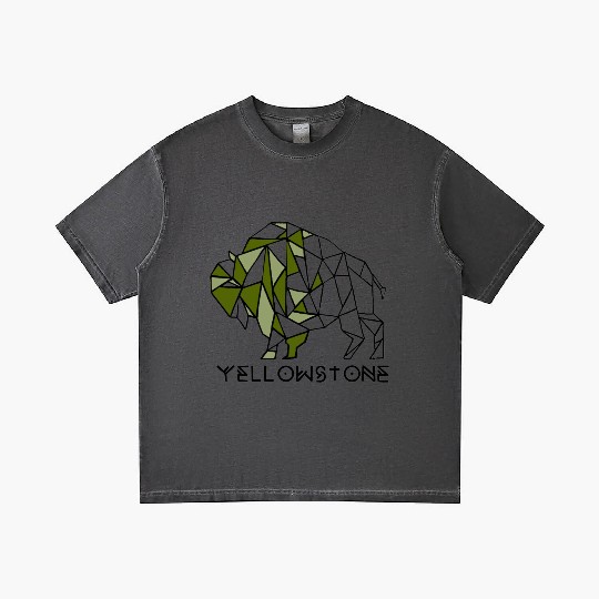 Army Green YStone Bison Design Gradient T Shirts