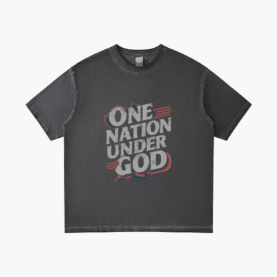 One Nation Under God Christian Pride Retro US Flag Gradient T Shirts